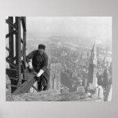 Oude Timer Steel Worker op Empire State Building Poster (Voorkant)