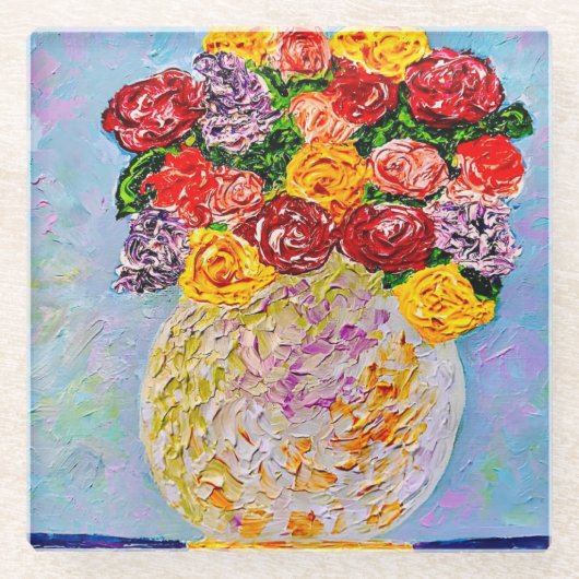 Oude Timey Boeket Glas Onderzetters (Voorkant)