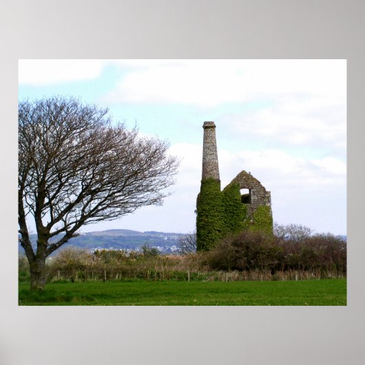 Oude tinmijnpuinhopen in Cornwall Poster (Voorkant)