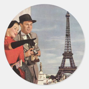 Oude toeristen bij de Eiffeltoren, vakantie in Par Ronde Sticker