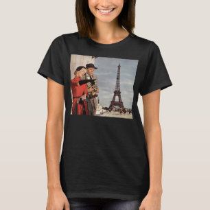 Oude toeristen bij de Eiffeltoren, vakantie in Par T-shirt