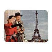 Oude toeristen reizen naar de Eiffeltoren in Parij Magneet (Horizontaal)