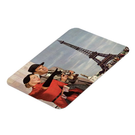 Oude toeristen reizen naar de Eiffeltoren in Parij Magneet (Linkerzijde)