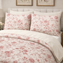 Oude Toile De Jouy Stof met Stof Roze Patroon