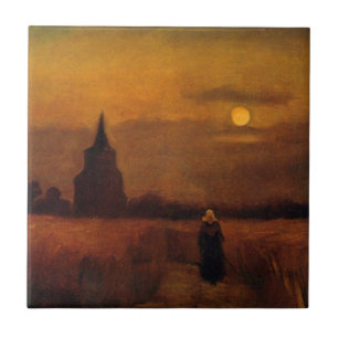 Oude Toren In De Velden door Vincent van Gogh Tegeltje
