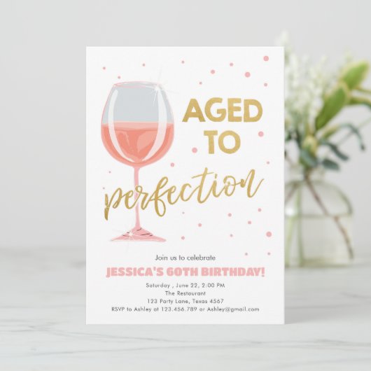 Oude tot perfecte Roos Wijn Verrassingsdag Kaart (Staand voorkant)