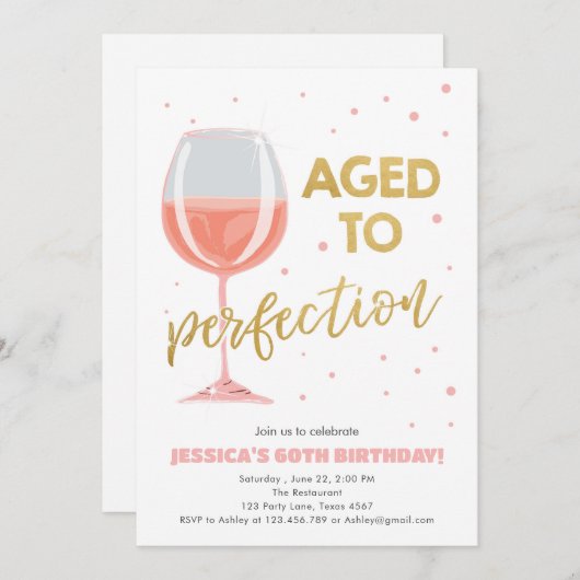 Oude tot perfecte Roos Wijn Verrassingsdag Kaart (Voorkant / Achterkant)