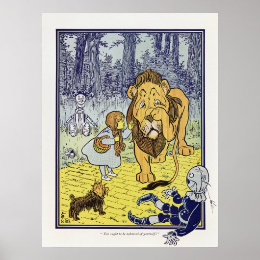Oude "Tovenaar van Oz" Dorothy en Laffe Leeuw Poster (Voorkant)