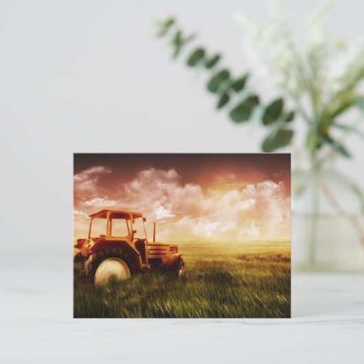 Oude tractor briefkaart (Staand voorkant)
