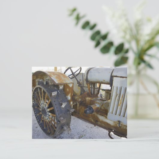 Oude tractor briefkaart (Staand voorkant)