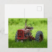Oude tractor briefkaart (Voorkant / Achterkant)