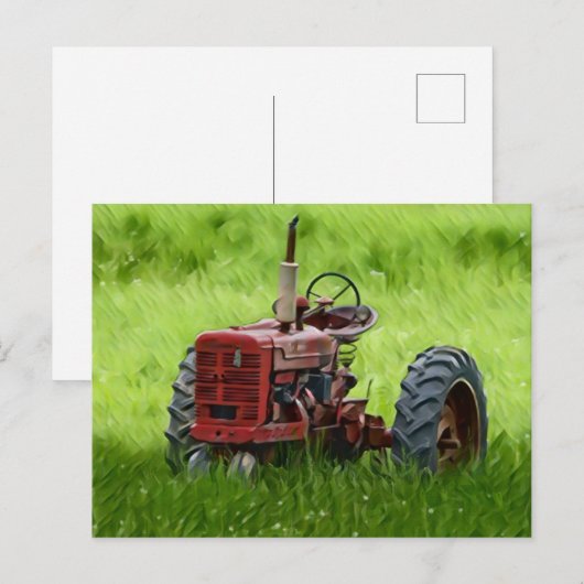 Oude tractor briefkaart (Voorkant / Achterkant)