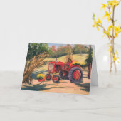 Oude tractor en nieuwe garantie kaart (Gele Bloem)