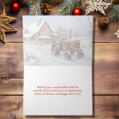 Oude Tractor en Schuur Snowy Winter Boerderij Kers Feestdagen Kaart