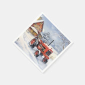 Oude Tractor en Schuur Snowy Winter Boerderij Kers Servet (Hoek)