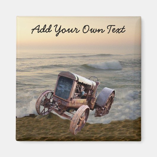 OUDE TRACTOR IN SURF- -MAGNEET MAGNEET (Voorkant)