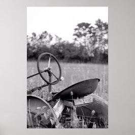 Oude tractor in zwart-wit poster