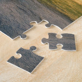 Oude tractor met windmolen en silo legpuzzel (Zijkant)