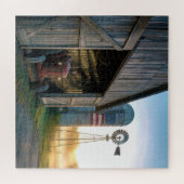 Oude tractor met windmolen en silo legpuzzel (Horizontaal)
