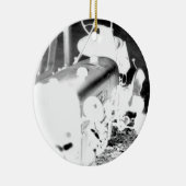 Oude Tractor - negatief Keramisch Ornament (Rechts)