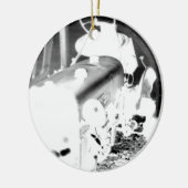 Oude Tractor - negatief Keramisch Ornament (Links)