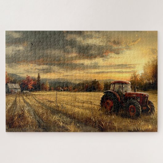 Oude tractor op de boerderij herfst 20x30 legpuzzel (Horizontaal)