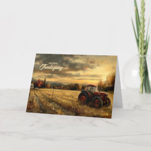 Oude tractor op de boerderij herfst Thanksgiving Feestdagen Kaart
