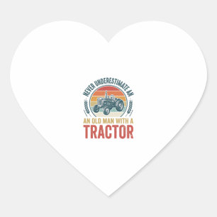 Oude Tractor Oude Man Citaat Shirt Ontwerp_1 Hart Sticker