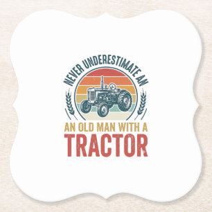 Oude Tractor Oude Man Citaat Shirt Ontwerp_1 Kartonnen Onderzetters