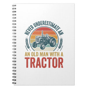 Oude Tractor Oude Man Citaat Shirt Ontwerp_1 Notitieboek