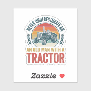 Oude Tractor Oude Man Citaat Shirt Ontwerp_1 Sticker