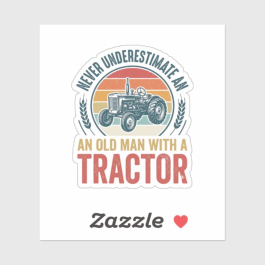 Oude Tractor Oude Man Citaat Shirt Ontwerp_1 Sticker (Vel)