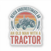 Oude Tractor Oude Man Citaat Shirt Ontwerp_1 Sticker (Voorkant)