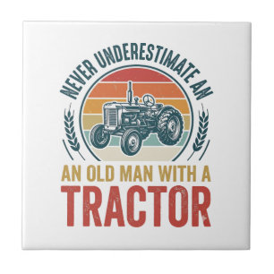 Oude Tractor Oude Man Citaat Shirt Ontwerp_1 Tegeltje