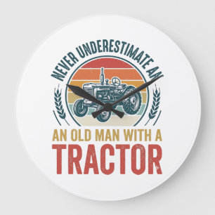 Oude Tractor Oude Man Citaat T-shirt Ontwerp_1 Grote Klok