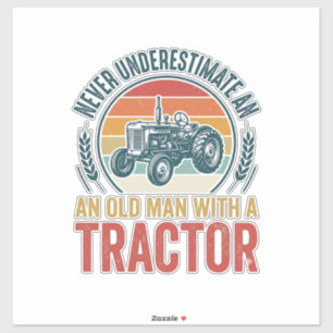 Oude Tractor Oude Man Citaat T-shirt Ontwerp_1 Sticker