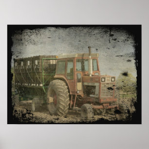 Oude tractor poster
