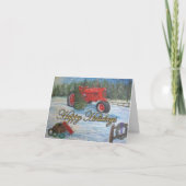 Oude tractor Prettig feest bij een boomgaard Kaart (Voorkant)