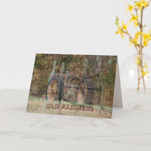 Oude Tractor & Split Rail Fence- aanpassen Kaart (Gele Bloem)