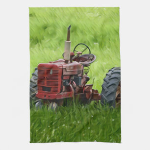 Oude tractor theedoek
