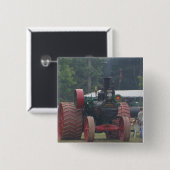Oude tractor vierkante button 5,1 cm (Voorkant /achterkant)