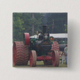 Oude tractor vierkante button 5,1 cm