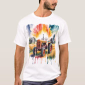 Oude Tractor Zonsondergang T-shirt (Voorkant)