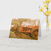 Oude tractoren in de rij: Wenskaart Kaart (Gele Bloem)