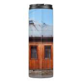 Oude traditionele houten woningen, ousien thermosbeker (Achterkant)