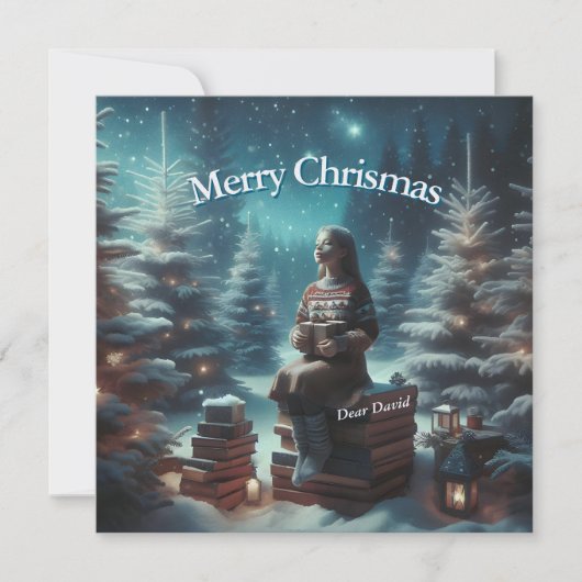 Oude traditionele vierkante kerstkaart (Voorkant)