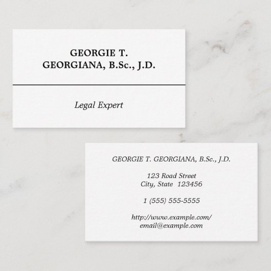 Oude, traditionele Visitekaartje (Voorkant / Achterkant)