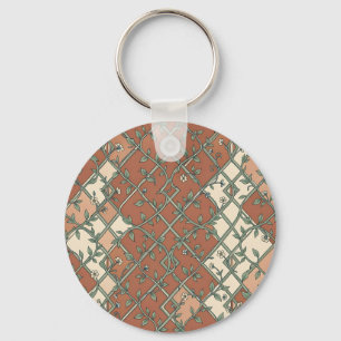Oude Traliewijnstok Bloemmotief Terracotta Sleutelhanger