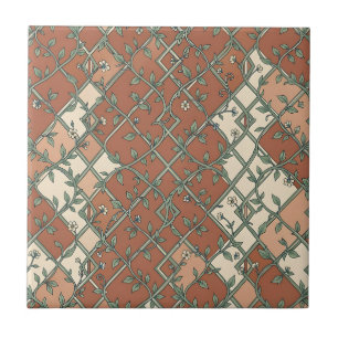 Oude Traliewijnstok Bloemmotief Terracotta Tegeltje