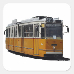 Oude tram vierkante sticker